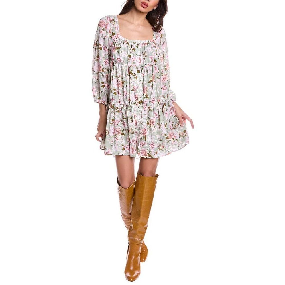 en saison Tiered Mini Dress Sage SM